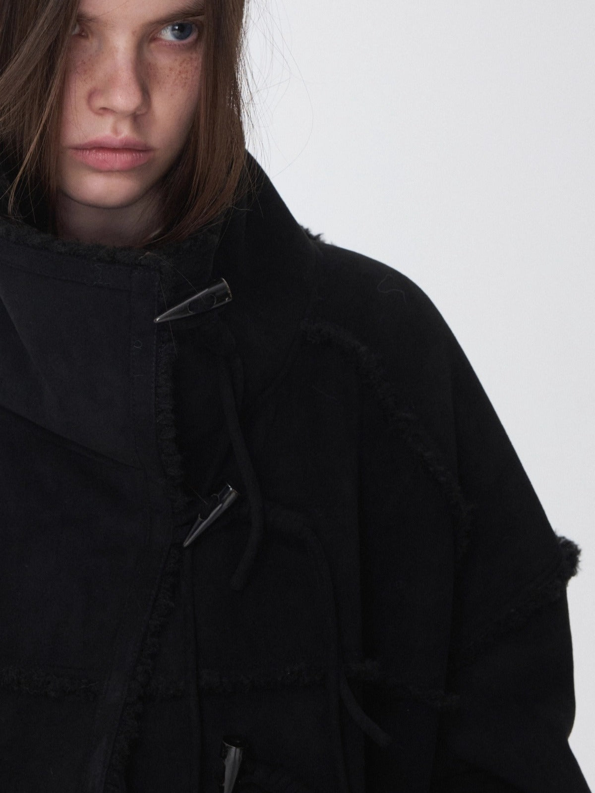 Toggle Collar Reversible Shearling Jacket