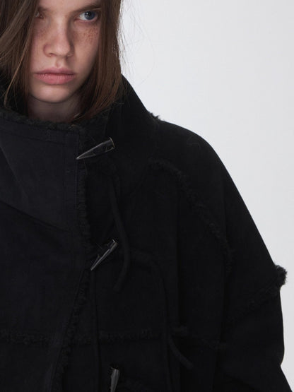Toggle Collar Reversible Shearling Jacket