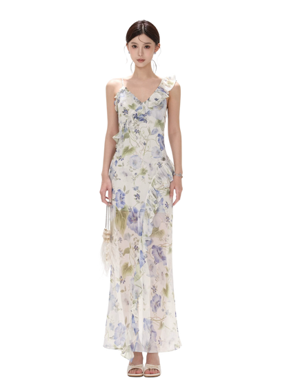 Morning Glory Dream Ruffle Chiffon Maxi Dress