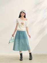 Asymmetric Shoulder Bow Puppy Printed T-Shirt - CHINASQUAD
