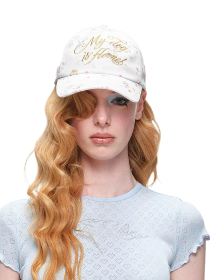 Snoopy Floral Embroidered Baseball Cap 1Jinn Studio