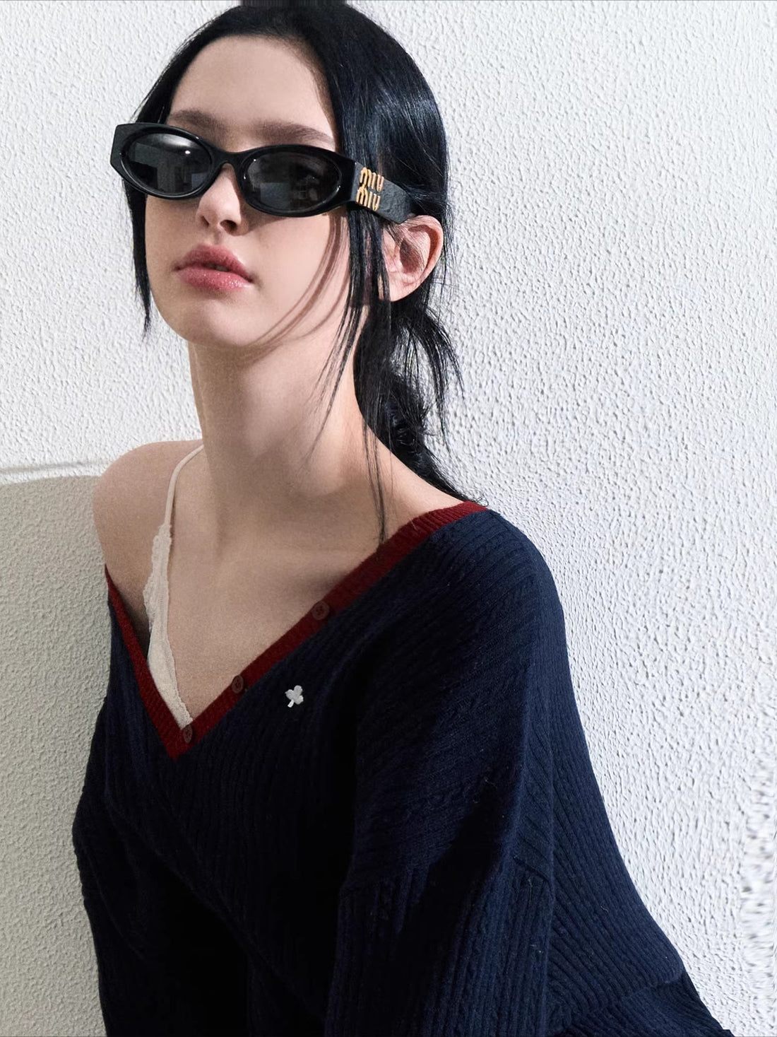 Ribbed Cable-Knit Wool-Blend V-Neck Top