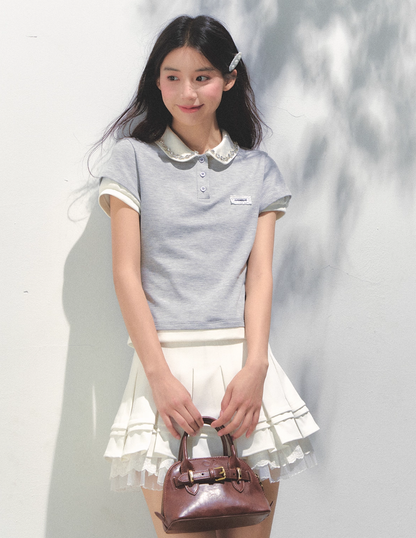 Pink Spliced Faux Two-piece T-shirt - CHINASQUAD