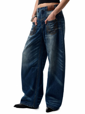 Vintage Wash Detachable Knife Denim Skirt Pants