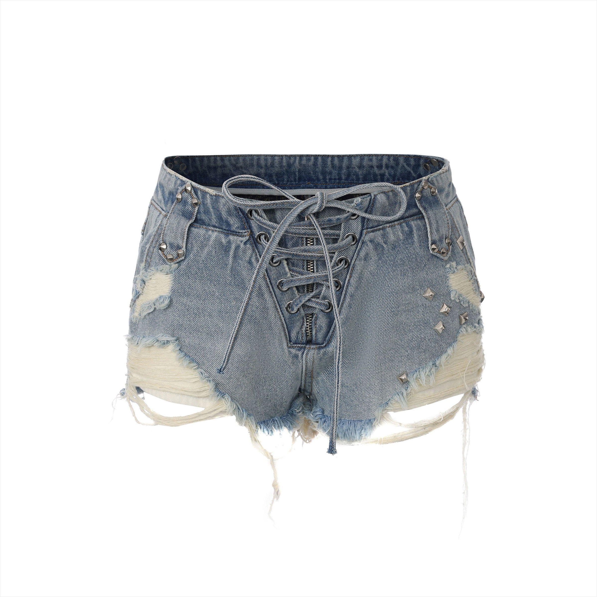 Vintage Distressed Punk Denim Shorts