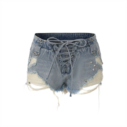 Vintage Distressed Punk Denim Shorts