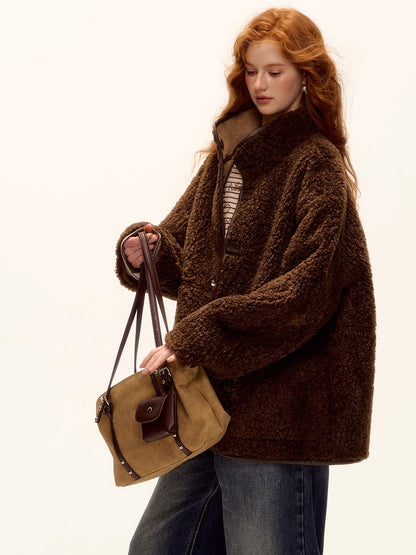 Reversible Faux Suede Shearling Jacket