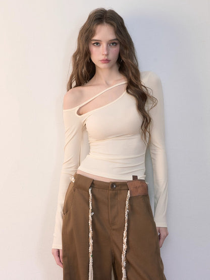 Asymmetric Shoulder Lyocell Blouse