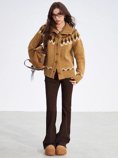 Fair Isle Wool-Blend Collared Knit Sweater