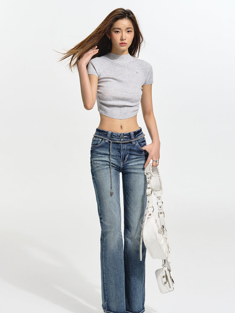 Heavy-Duty Low-Waist Straight Denim Pants