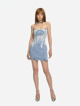 Gradient Tie-dye Strapless Denim Dress - CHINASQUAD