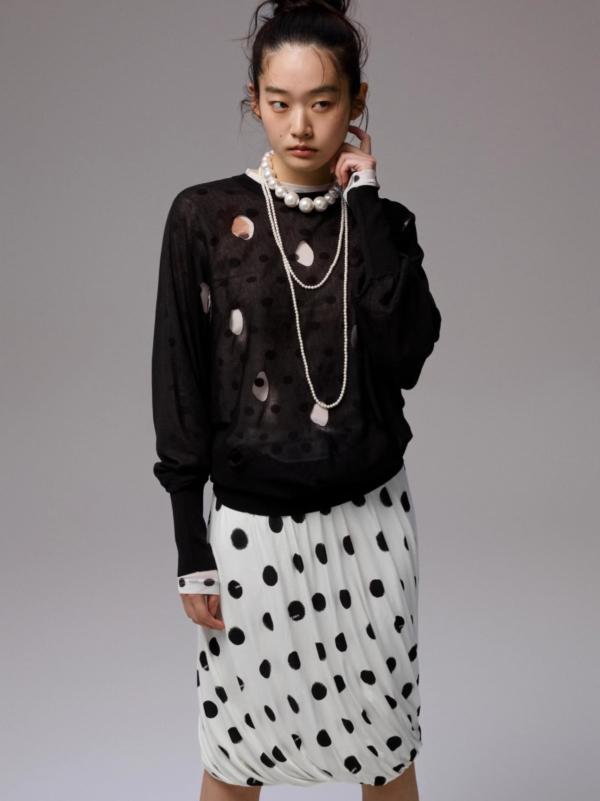 Polka Dot Knit Crewneck