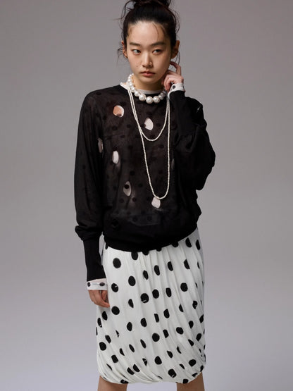Polka Dot Knit Crewneck