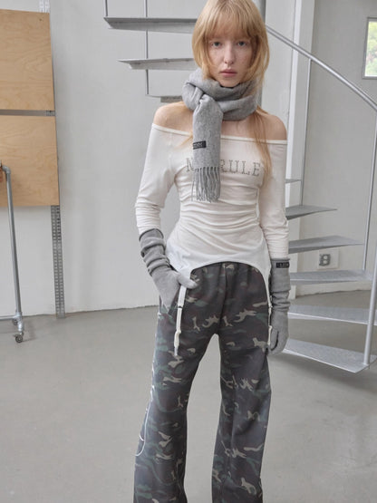 Crystal-Studded Boat-Neck Knit Blouse