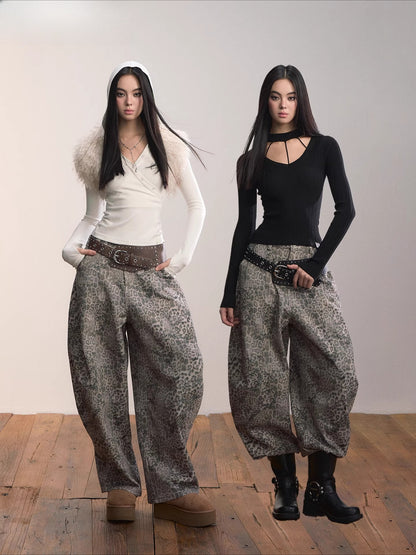 Leopard Print Relaxed Denim Jeans