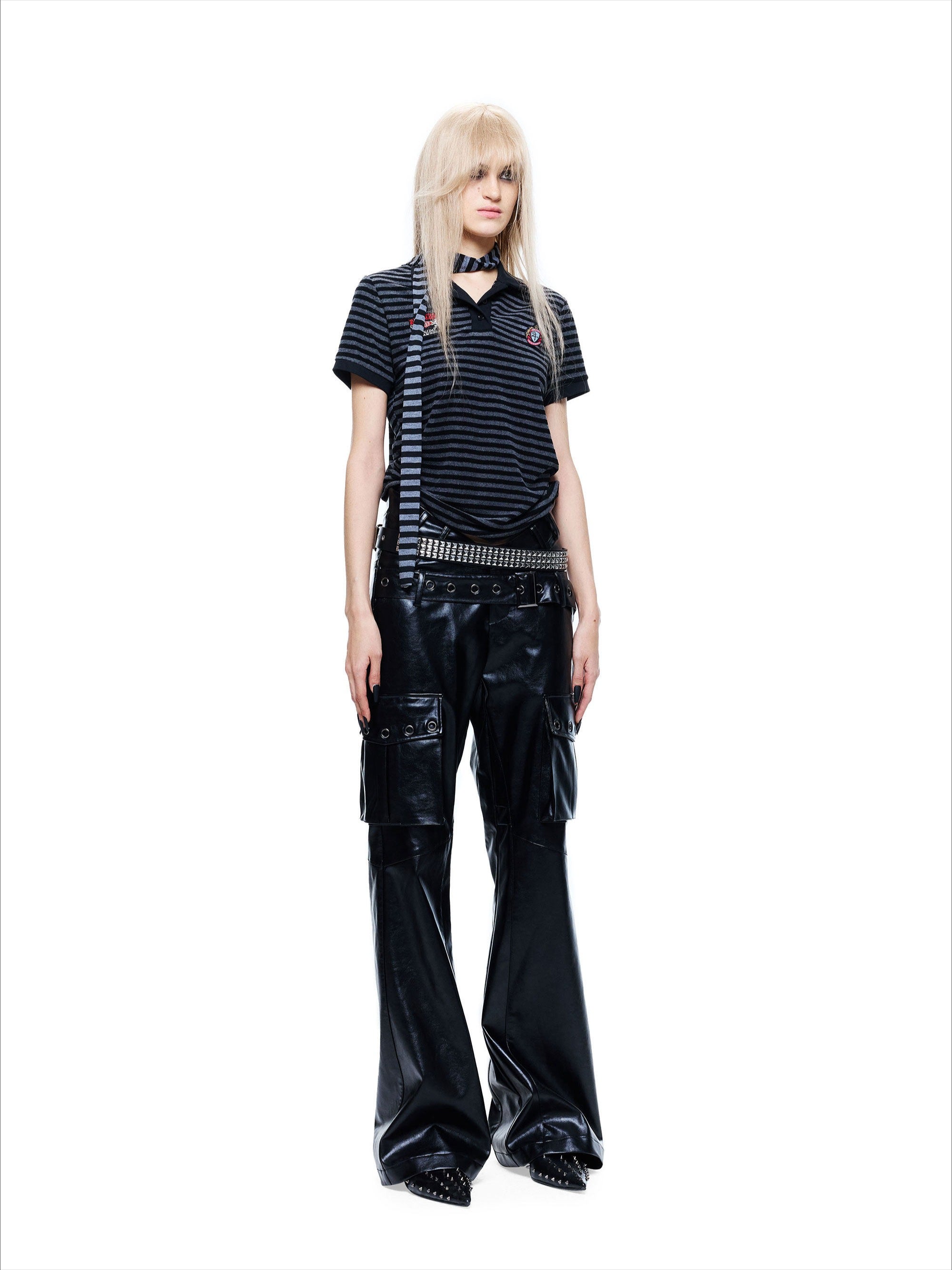 Patchwork Drawstring Adjustable T-Shirt