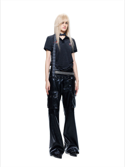 Patchwork Drawstring Adjustable T-Shirt