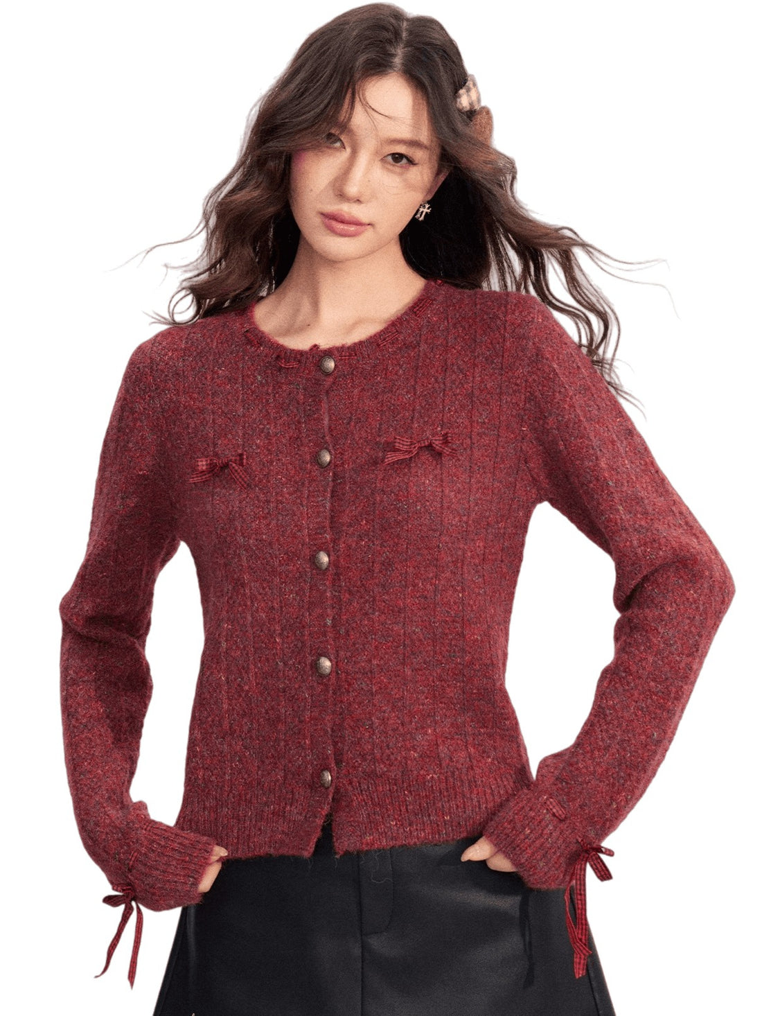 Bow-Detail Soft-Touch Knit Sweater