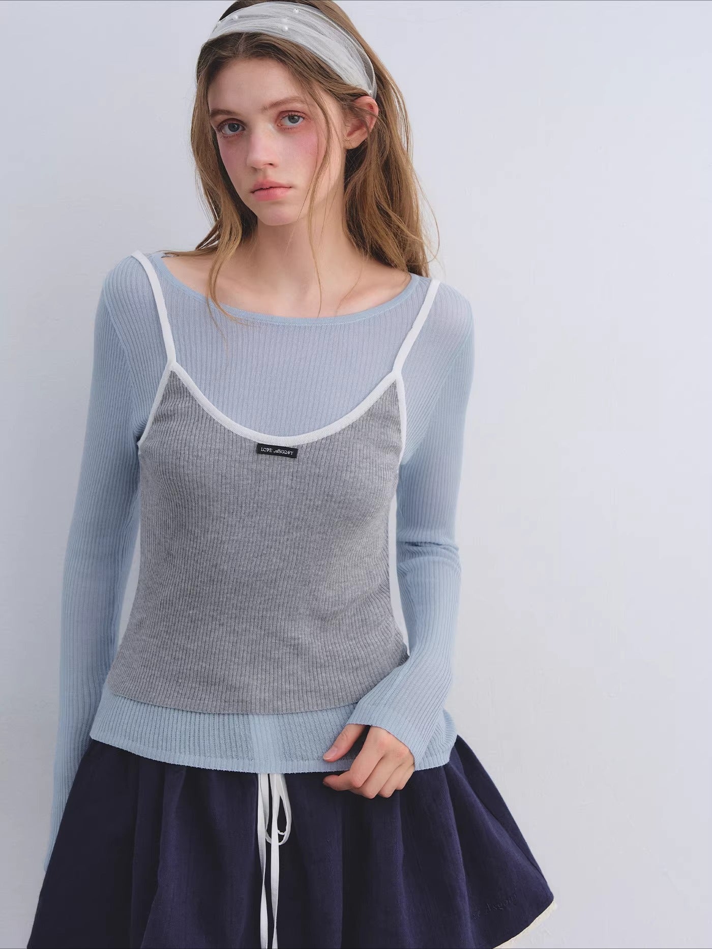 Layered Contrast Camisole Crewneck