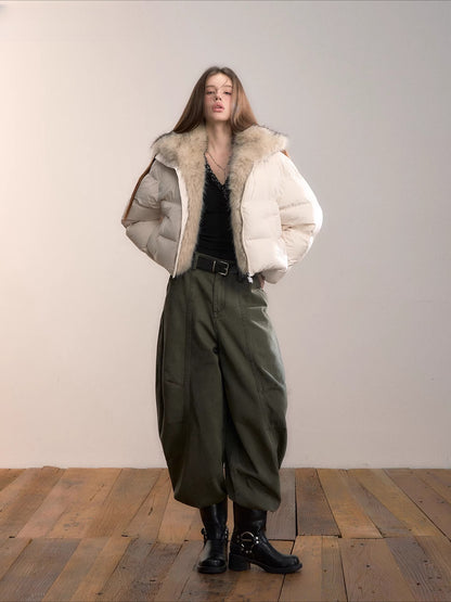 Army Green Relaxed Wide-Leg Pants