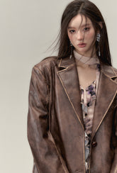 Faux Leather Jacket & Skirt Two-Piece Set - CHINASQUAD