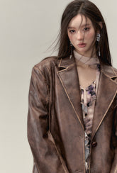 (Final Sale) Faux Leather Jacket & Skirt Two-Piece Set - CHINASQUAD