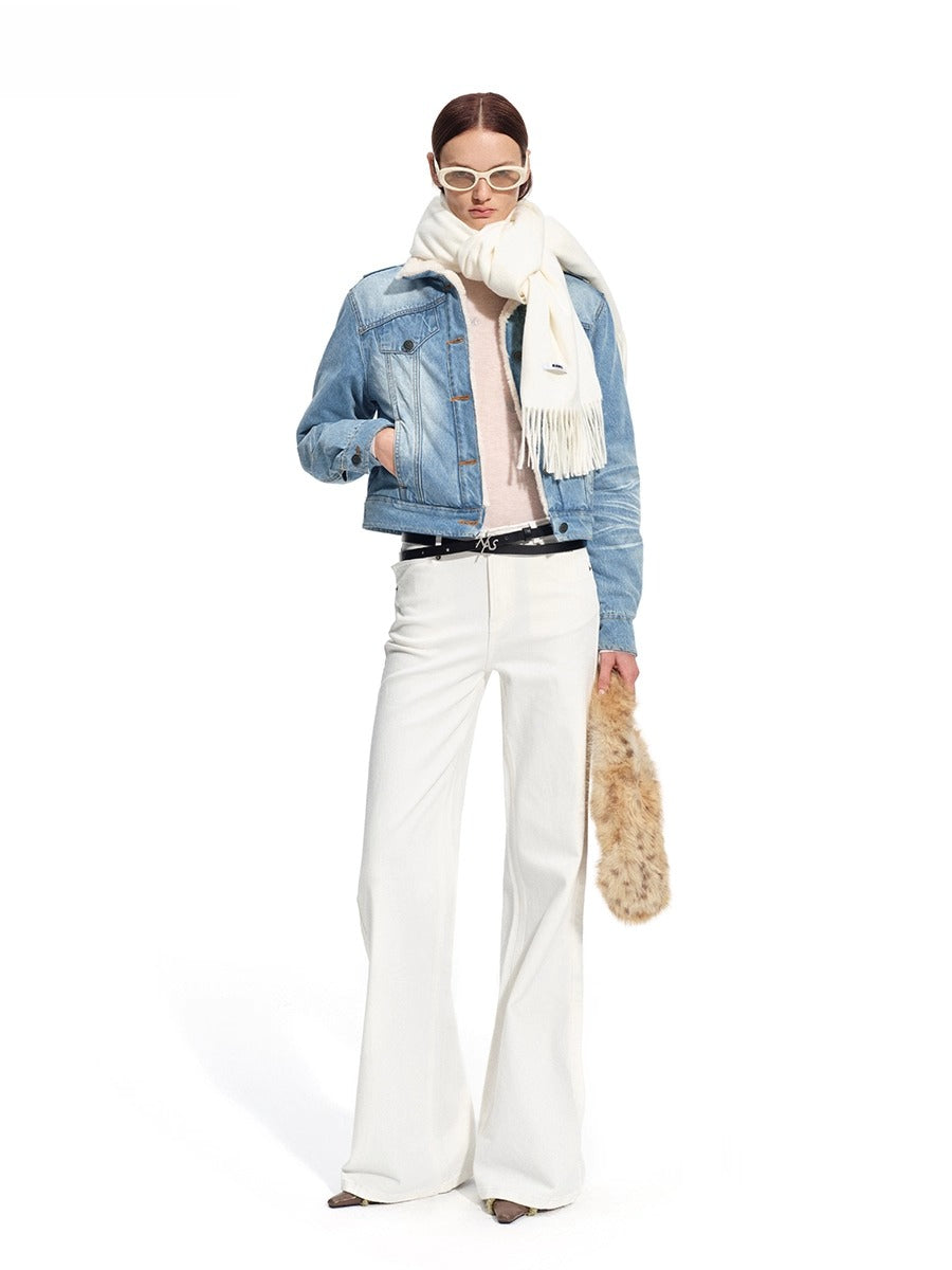 &quot;Caraval Series&quot; Washed Twill Denim Cotton-Padded Jacket