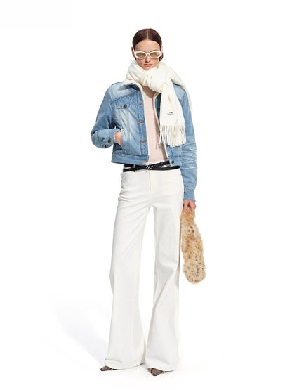 &quot;Caraval Series&quot; Washed Twill Denim Cotton-Padded Jacket