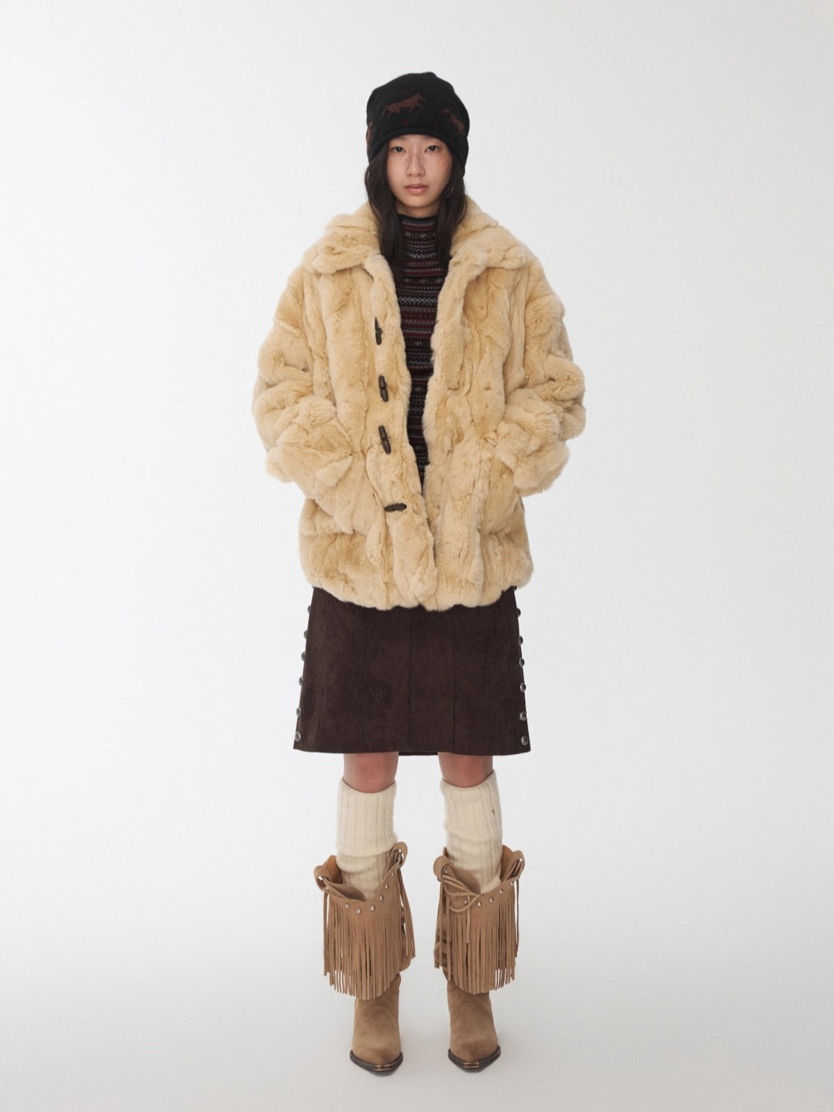 Heavycrafted Rex Rabbit Fur Panel Shirt Jacket