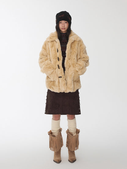 Heavycrafted Rex Rabbit Fur Panel Shirt Jacket