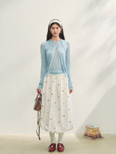 White Heavy-duty Floral Embroidered Midi Skirt Set - CHINASQUAD