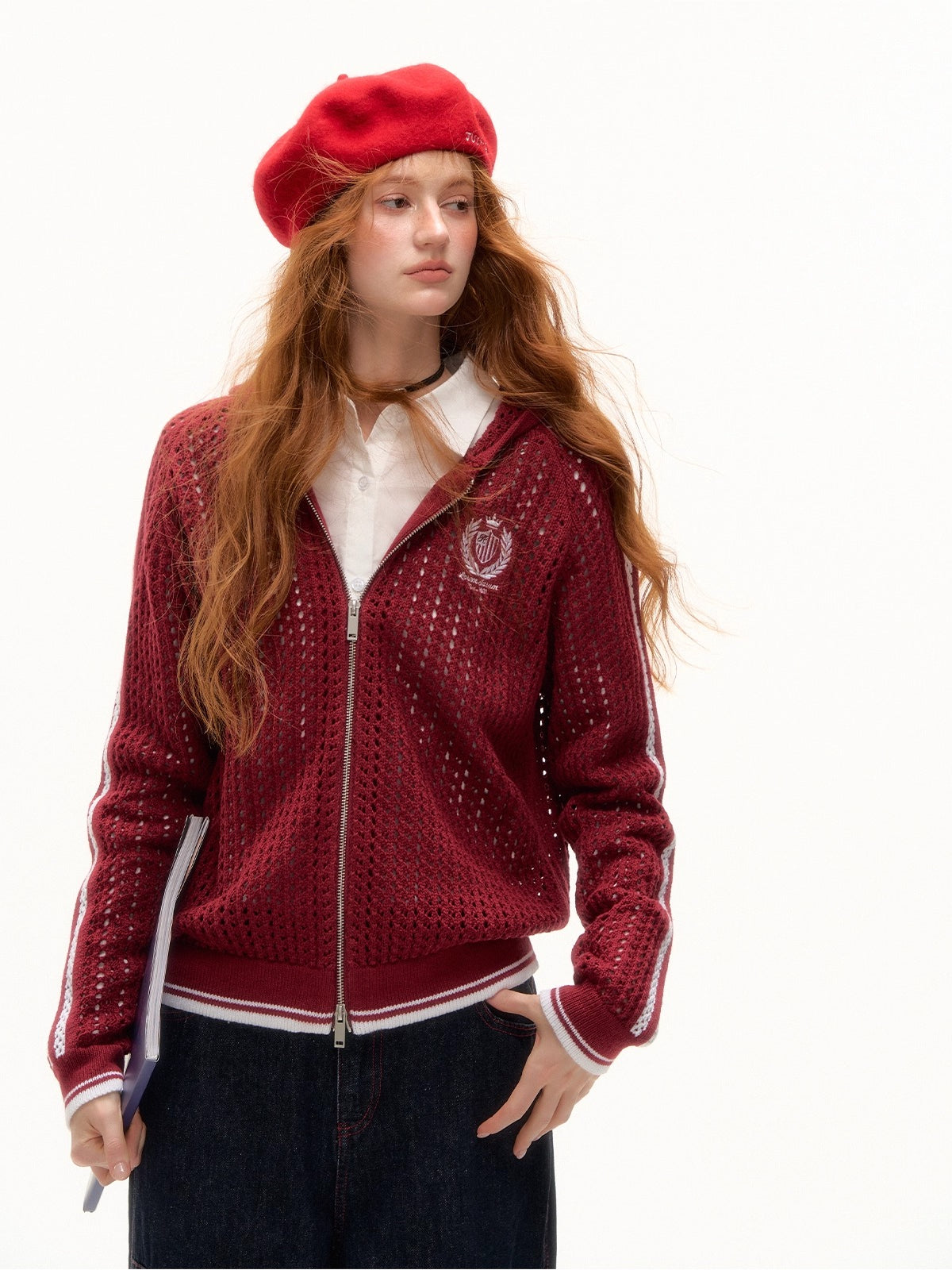 Varsity Embroidered Knit Hoodie