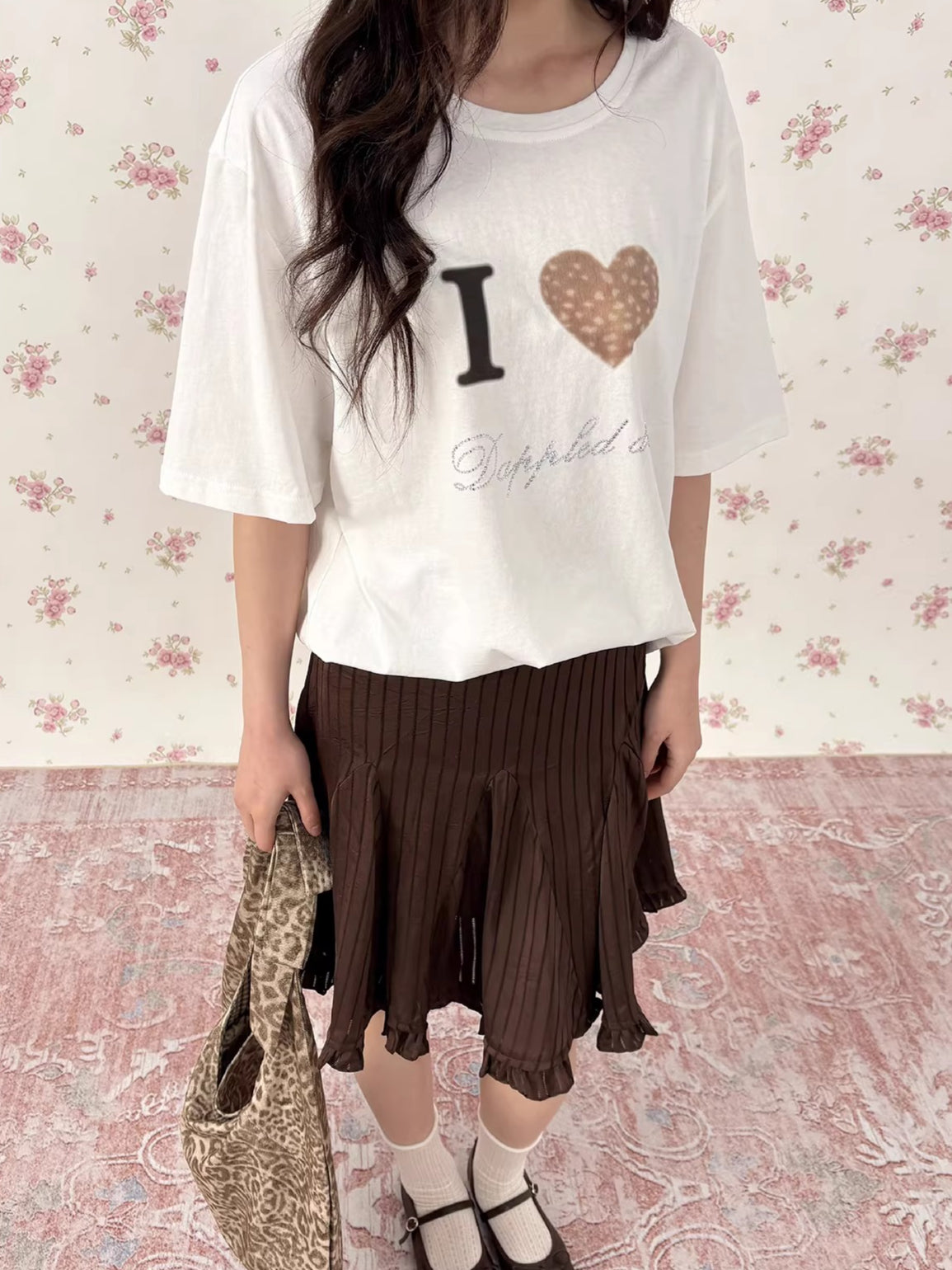 Rhinestone Deer Heart Relaxed Fit T-Shirt