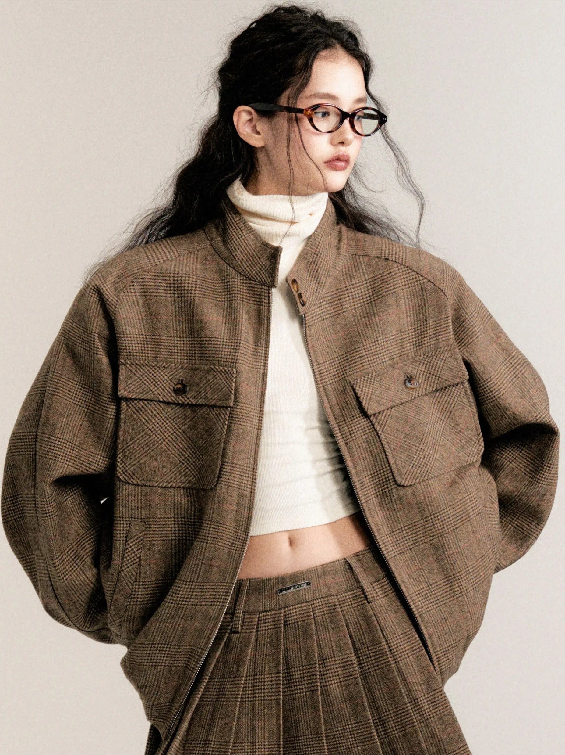 Vintage Collegiate Wool Jacket &amp; Mini Skirt Set