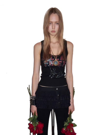 Vintage Graphic U-Neck Ribbed Tank