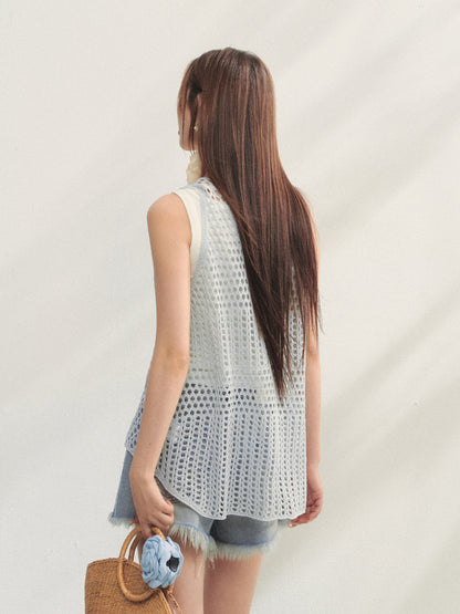 Pearl Crochet Hollow Vest Camisole - CHINASQUAD