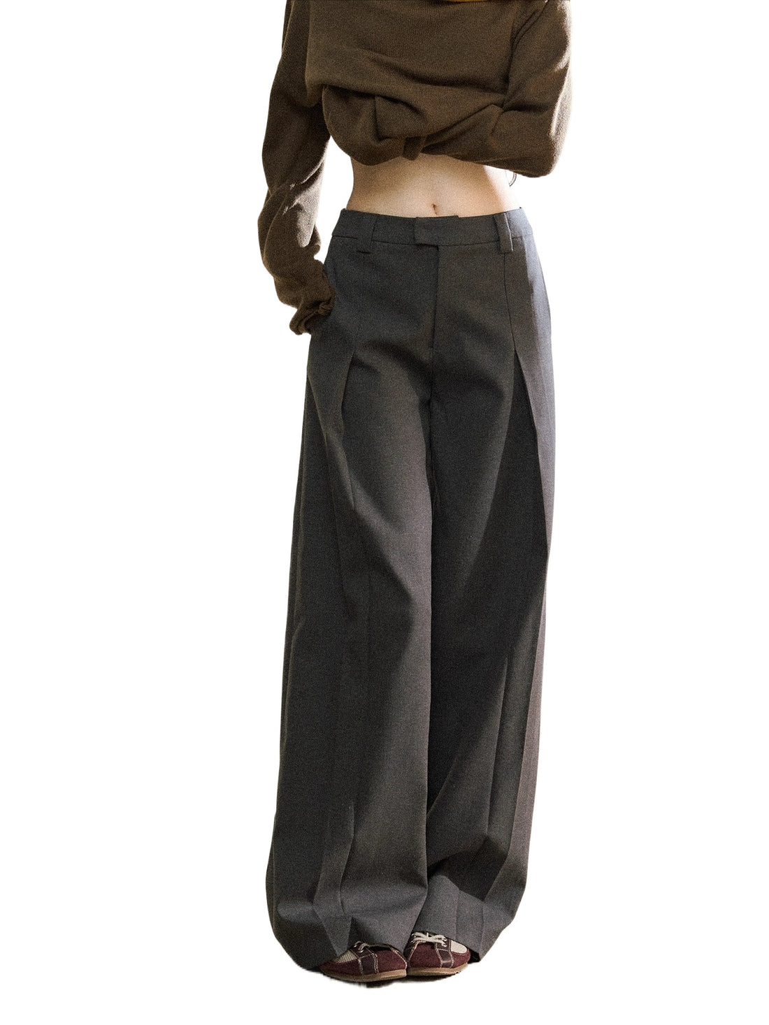 Tailored Draped Straight-Leg Trousers