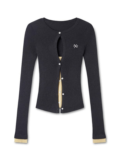 Fake Two-Piece Perth Knit Cardigan - CHINASQUAD