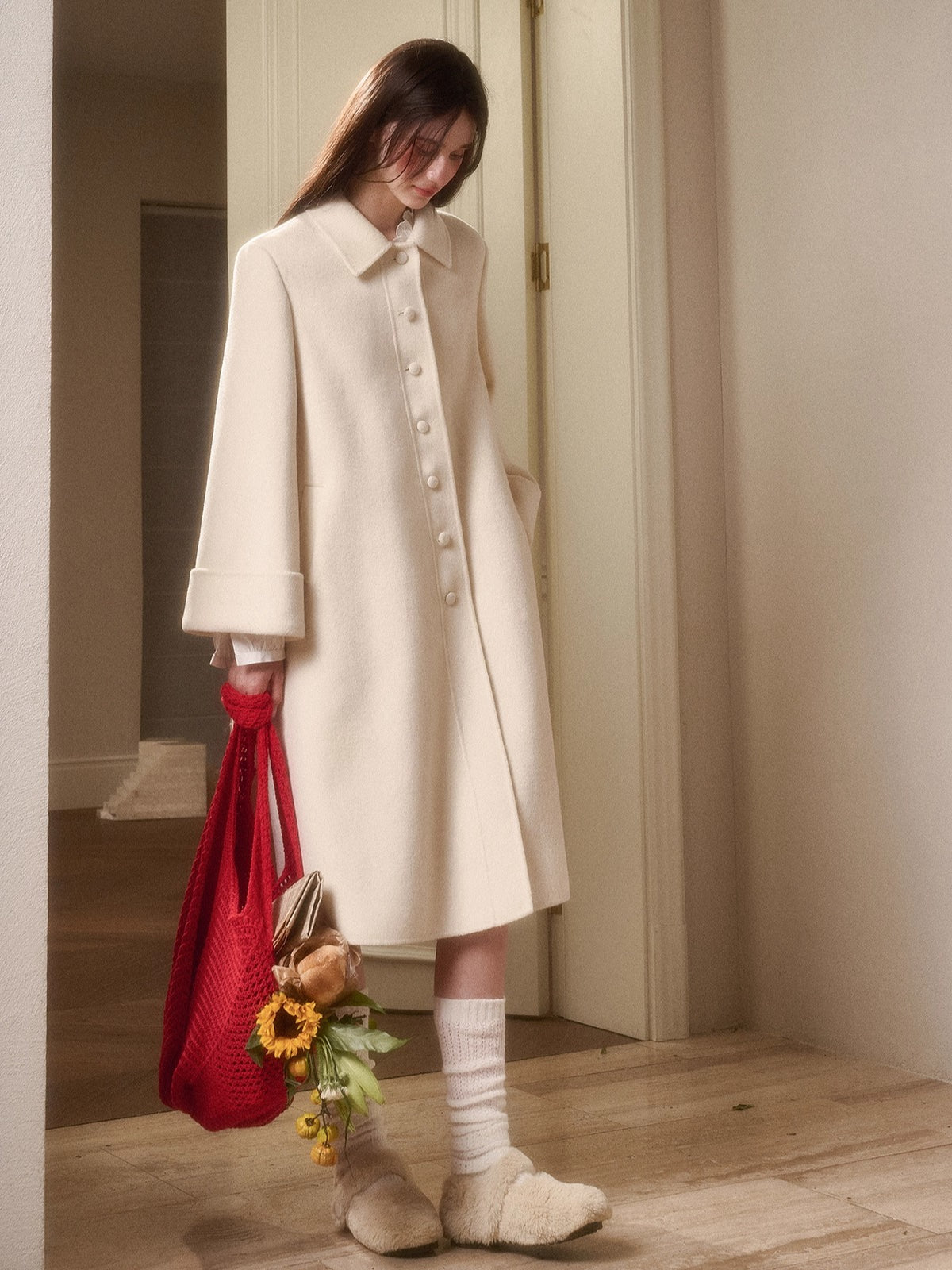Playful Winter 100% Wool Cape Coat
