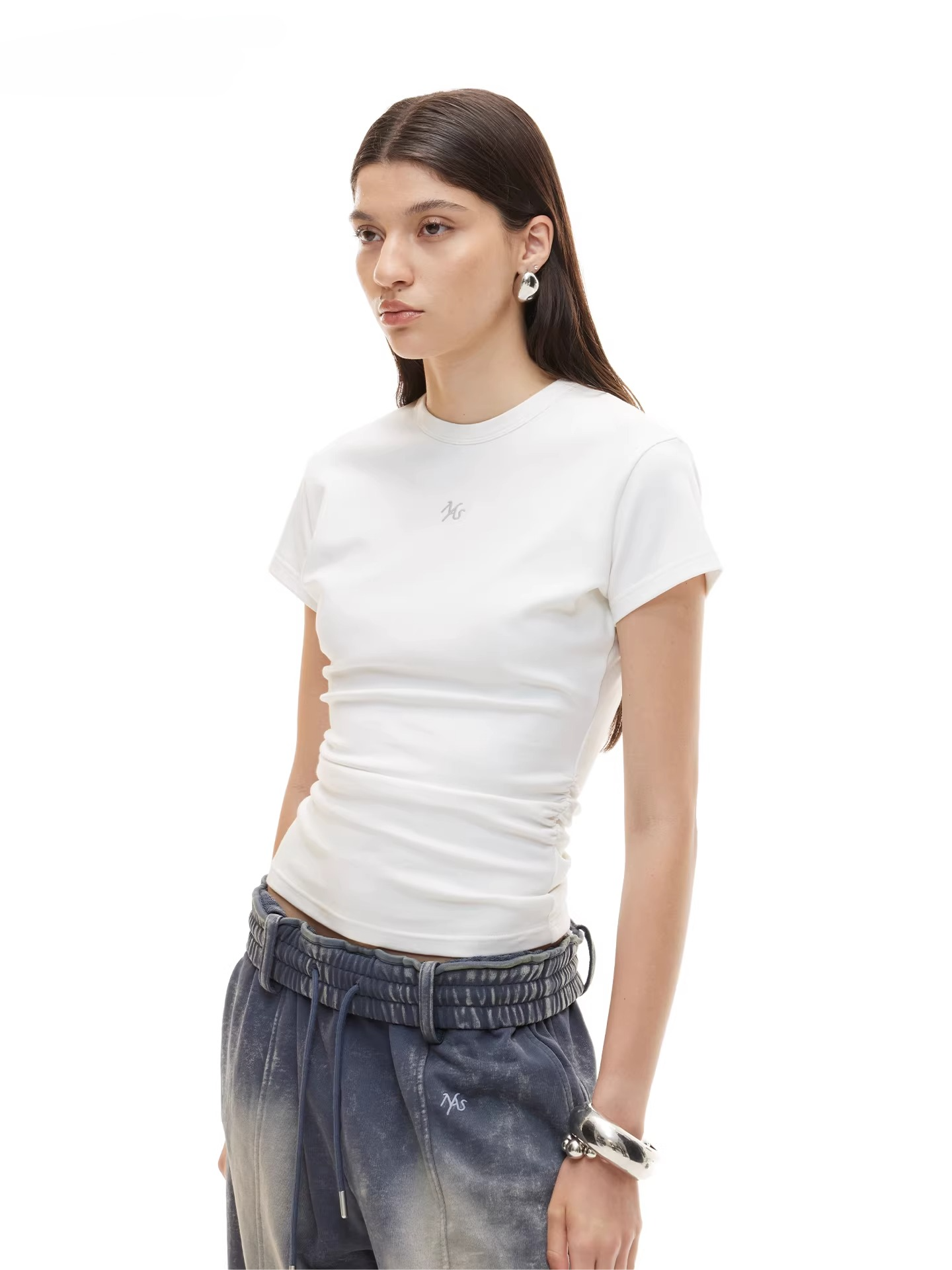 Embroidered Hourglass Fit Cinched Waist Tee