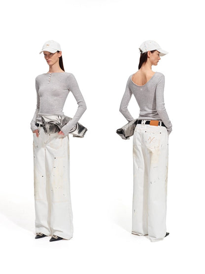 Polar Washed Twill Wide-Leg Jeans