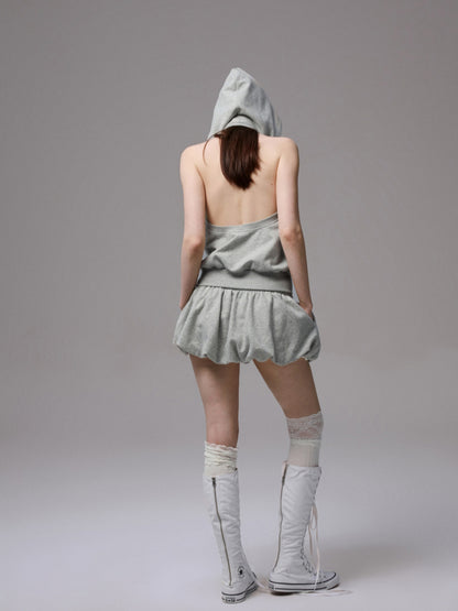 Solid Color Sweatshirt Fabric Drawstring 3D Tulip Skirt - CHINASQUAD