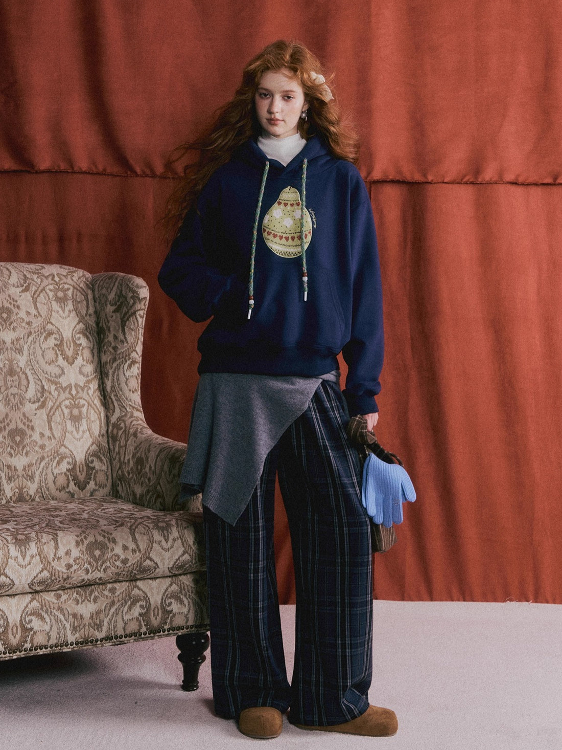 Brushed Fair Isle Knit Hoodie