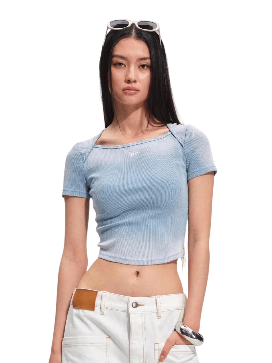 Washed Vintage Crop-Fit Crewneck T-Shirt