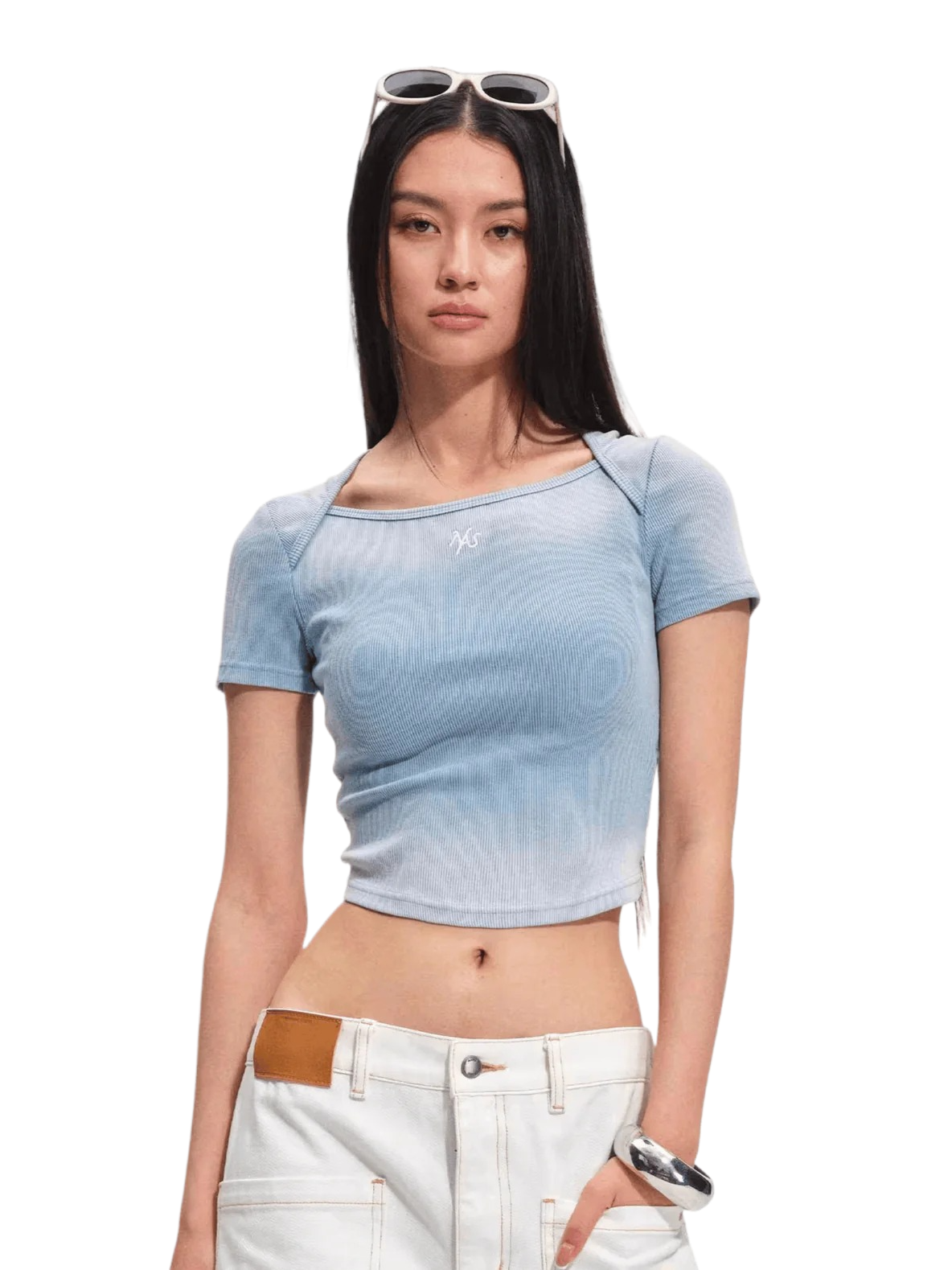 Washed Vintage Crop-Fit Crewneck T-Shirt