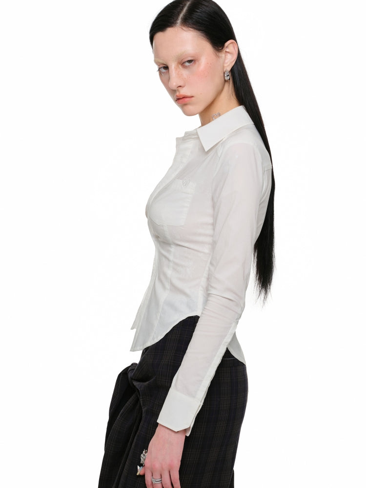 Faux Two-Piece Buttoned Slim Fit Shirt &amp; Skirt Set