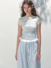 Contrast Color Fake Two-piece Mesh Lace Short-sleeve T-shirt - CHINASQUAD