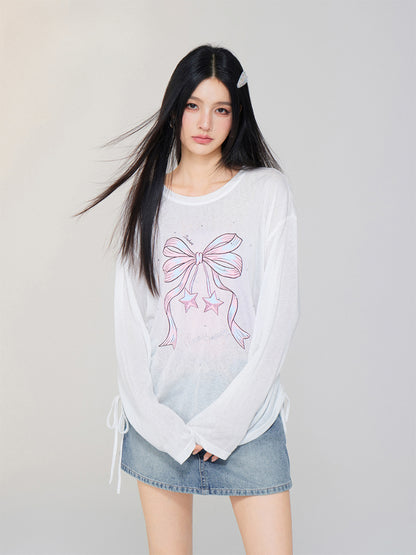 Bow-knot Tencel Sunscreen T-shirt
