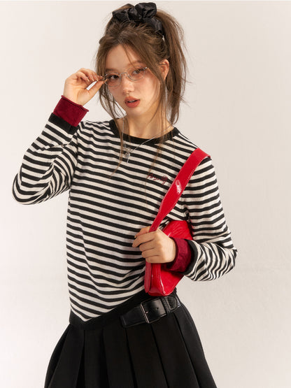 Casual Striped Colorblock Knit Long-Sleeve Turtleneck