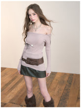 One-Shoulder Collared Knit Crewneck - CHINASQUAD